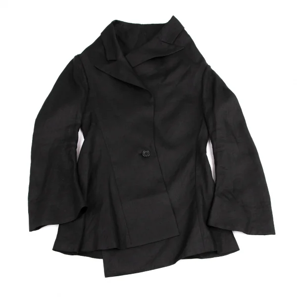 ヨウジヤマモト ファムYohji Yamamoto FEMME リネンドレープネックジャケット 黒2 K-114505_002