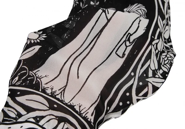 ヨウジヤマモト ファムYohji Yamamoto FEMME モノクログラフィックプリントアームカバー 白黒 K-114507_009