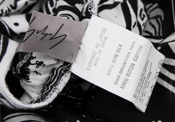 ヨウジヤマモト ファムYohji Yamamoto FEMME モノクログラフィックプリントアームカバー 白黒 K-114507_011