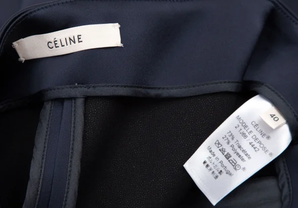 セリーヌCELINE トリアセテートポリフロントタックショートパンツ 紺40 K-114509_011