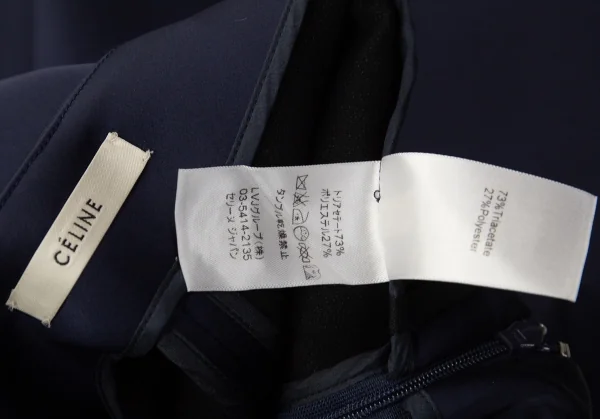 セリーヌCELINE トリアセテートポリフロントタックショートパンツ 紺40 K-114509_012