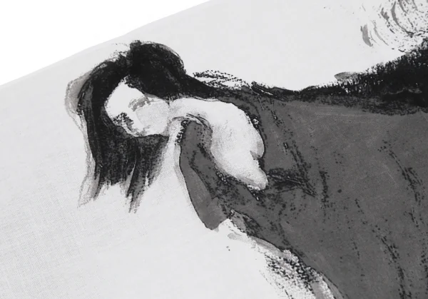 ヨウジヤマモト ファムYohji Yamamoto FEMME 手書きデッサンプリントハンカチ 白黒 K-114510_003