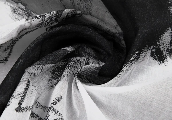 ヨウジヤマモト ファムYohji Yamamoto FEMME 手書きデッサンプリントハンカチ 白黒 K-114510_005