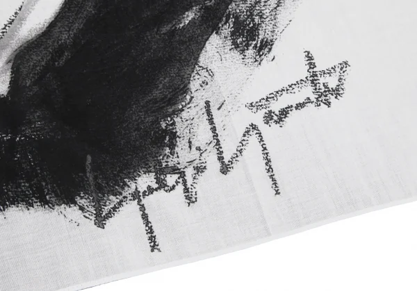 ヨウジヤマモト ファムYohji Yamamoto FEMME 手書きデッサンプリントハンカチ 白黒 K-114510_006