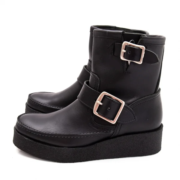 新品!ワイズY's ベルテッドレザーラバーソールブーツ 黒4(23.5位) K-114522_003