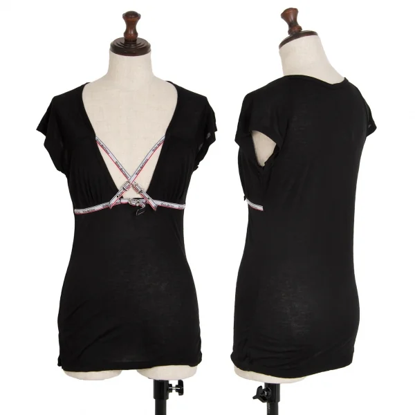 ジョンガリアーノJohn Galliano ロゴベルトデザインストレッチノースリーブ 黒40 K-114527_001