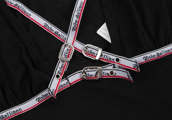 ジョンガリアーノJohn Galliano ロゴベルトデザインストレッチノースリーブ 黒40 K-114527_005