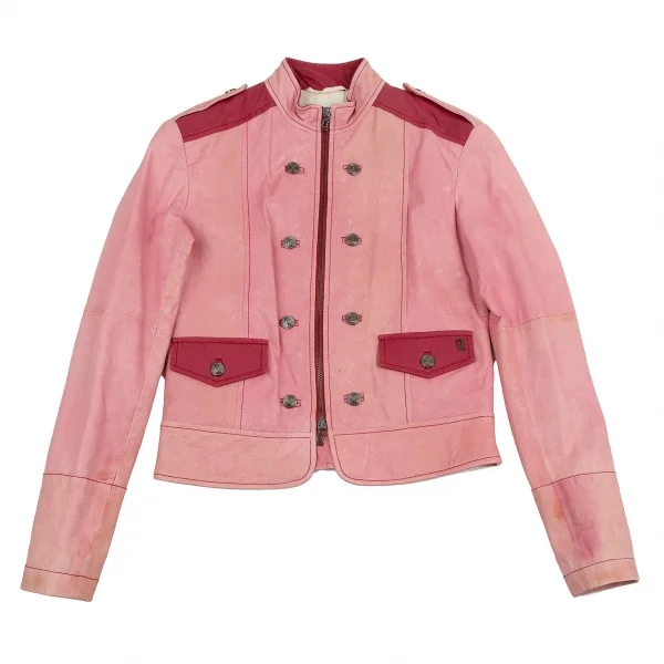 ジョンガリアーノJohn Galliano シープレザーナポレオンジャケット ピンク40 K-114528_002