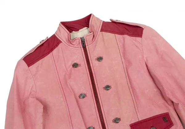 ジョンガリアーノJohn Galliano シープレザーナポレオンジャケット ピンク40 K-114528_003