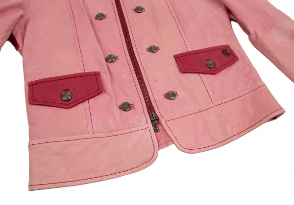ジョンガリアーノJohn Galliano シープレザーナポレオンジャケット ピンク40 K-114528_009
