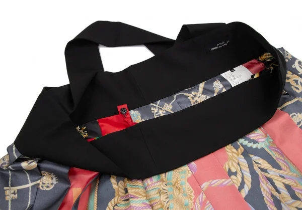 トリココムデギャルソンtricot COMME des GARCONSスカーフ柄インサイドアウト切替ワンショルダースカート 黒マルチM K-114546_011