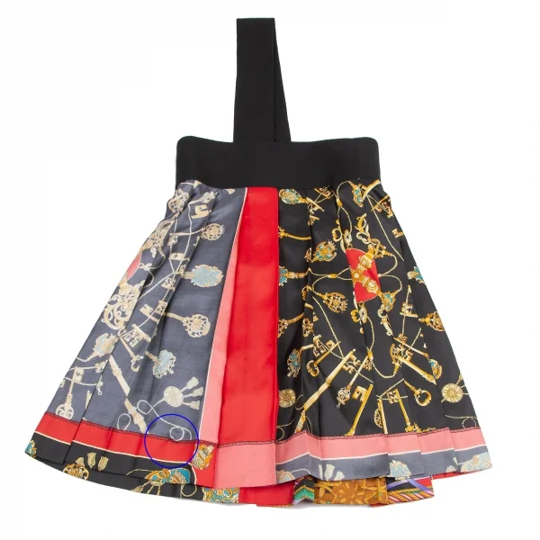 トリココムデギャルソンtricot COMME des GARCONSスカーフ柄インサイドアウト切替ワンショルダースカート 黒マルチM K-114546_013