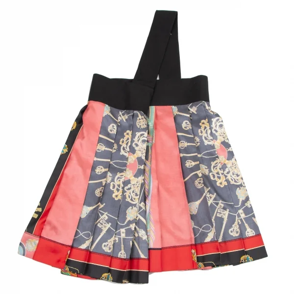 トリココムデギャルソンtricot COMME des GARCONSスカーフ柄インサイドアウト切替ワンショルダースカート 黒マルチM K-114546_002