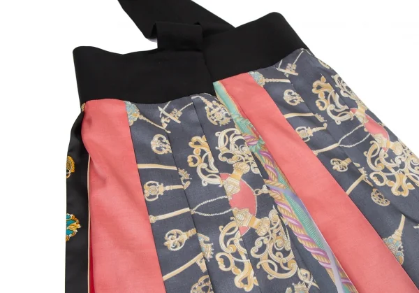 トリココムデギャルソンtricot COMME des GARCONSスカーフ柄インサイドアウト切替ワンショルダースカート 黒マルチM K-114546_005