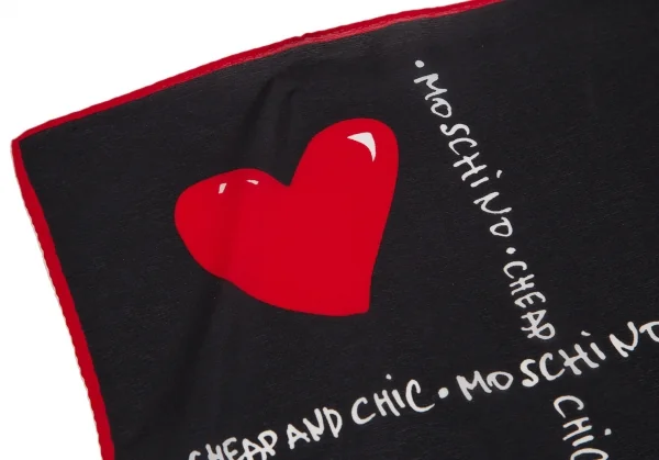 モスキーノ チープ＆シックMOSCHINO CHEAPANDCHIC ハートクラウドプリントシルクハンカチ 黒 K-114548_002