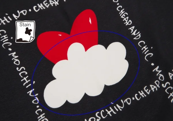 モスキーノ チープ＆シックMOSCHINO CHEAPANDCHIC ハートクラウドプリントシルクハンカチ 黒 K-114548_004