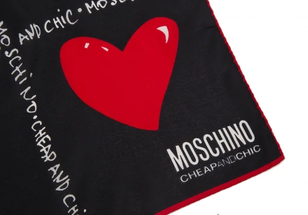 モスキーノ チープ＆シックMOSCHINO CHEAPANDCHIC ハートクラウドプリントシルクハンカチ 黒 K-114548_005