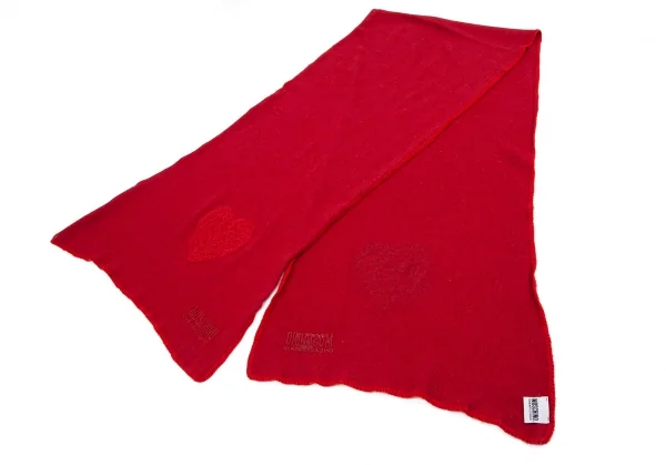 モスキーノ チープ＆シックMOSCHINO CHEAPANDCHIC カシミヤ混ハート刺繍ストール 赤 K-114549_002