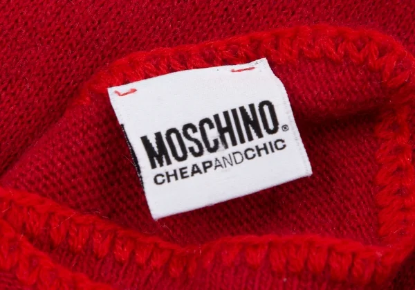 モスキーノ チープ＆シックMOSCHINO CHEAPANDCHIC カシミヤ混ハート刺繍ストール 赤 K-114549_008
