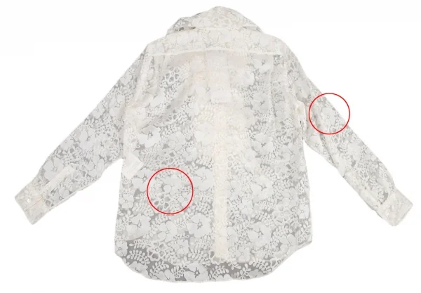ジュンヤワタナベ コムデギャルソンJUNYA WATANABE COMME des GARCONS オパール加工フリル装飾シースルーシャツ オフS K-114577_012