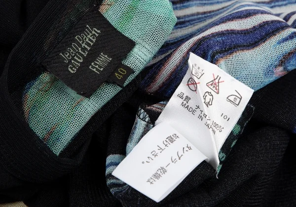 ジャンポールゴルチエ ファムJean Paul GAULTIER FEMME 宗教画プリントパワーネットカットソー 黒40 K-114620_017