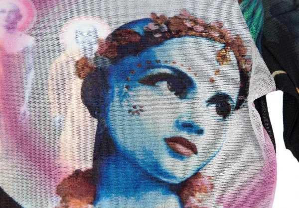 ジャンポールゴルチエ ファムJean Paul GAULTIER FEMME 宗教画プリントパワーネットカットソー 黒40 K-114620_006
