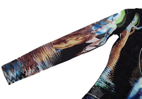 ジャンポールゴルチエ ファムJean Paul GAULTIER FEMME 宗教画プリントパワーネットカットソー 黒40 K-114620_007