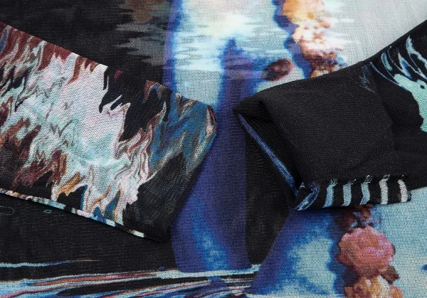 ジャンポールゴルチエ ファムJean Paul GAULTIER FEMME 宗教画プリントパワーネットカットソー 黒40 K-114620_008