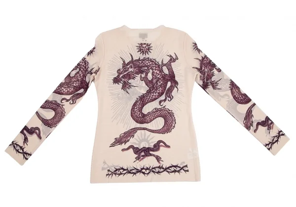 ジャンポールゴルチエ ファムJean Paul GAULTIER FEMME タトゥープリントパワーネットカットソー ベージュ40 K-114621_014