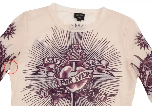 ジャンポールゴルチエ ファムJean Paul GAULTIER FEMME タトゥープリントパワーネットカットソー ベージュ40 K-114621_003