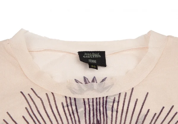 ジャンポールゴルチエ ファムJean Paul GAULTIER FEMME タトゥープリントパワーネットカットソー ベージュ40 K-114621_005