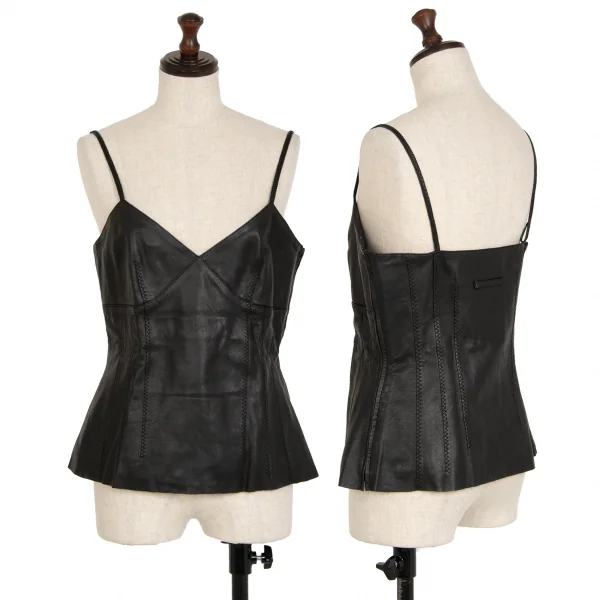 ジャンポールゴルチエ ファムJean Paul GAULTIER FEMME ラムレザービスチェキャミソール 黒40 K-114626_001