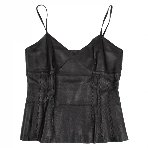 ジャンポールゴルチエ ファムJean Paul GAULTIER FEMME ラムレザービスチェキャミソール 黒40 K-114626_002