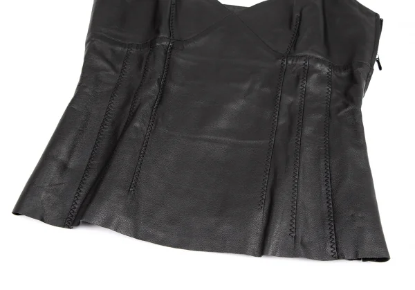 ジャンポールゴルチエ ファムJean Paul GAULTIER FEMME ラムレザービスチェキャミソール 黒40 K-114626_005