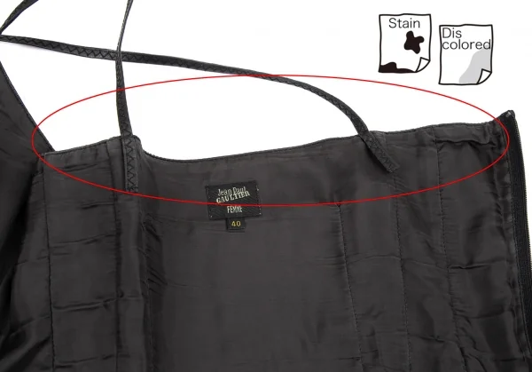 ジャンポールゴルチエ ファムJean Paul GAULTIER FEMME ラムレザービスチェキャミソール 黒40 K-114626_008