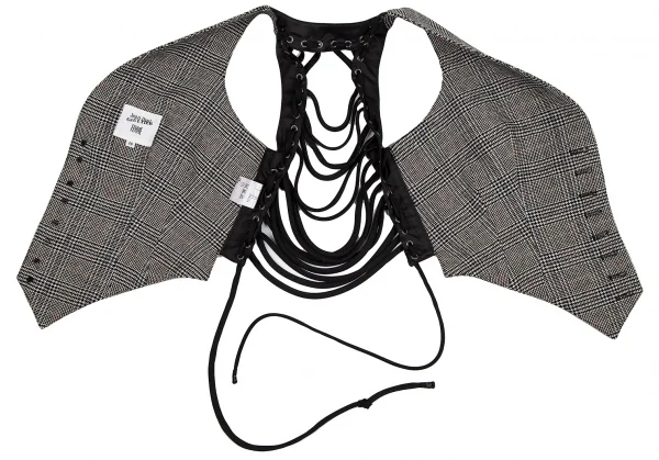 ジャンポールゴルチエ ファムJean Paul GAULTIER FEMME バックレースアップグレンチェックジレベスト 白黒40 K-114632_010