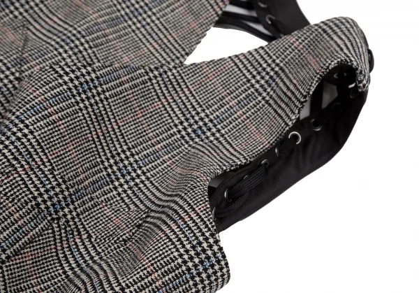 ジャンポールゴルチエ ファムJean Paul GAULTIER FEMME バックレースアップグレンチェックジレベスト 白黒40 K-114632_005