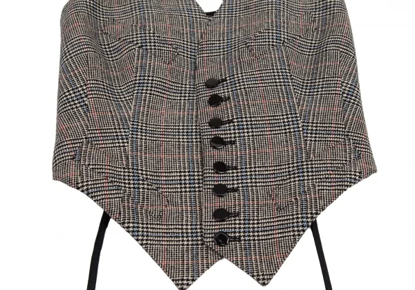 ジャンポールゴルチエ ファムJean Paul GAULTIER FEMME バックレースアップグレンチェックジレベスト 白黒40 K-114632_006