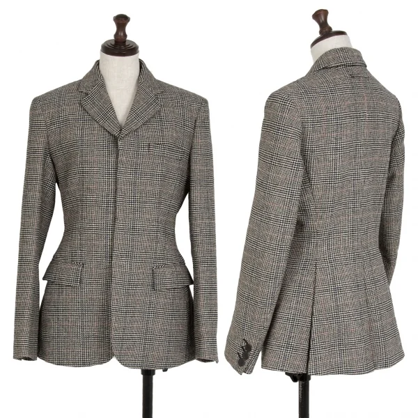 ジャンポールゴルチエ ファムJean Paul GAULTIER FEMME バックプリーツグレンチェック比翼ジャケット 白黒40 K-114633_001