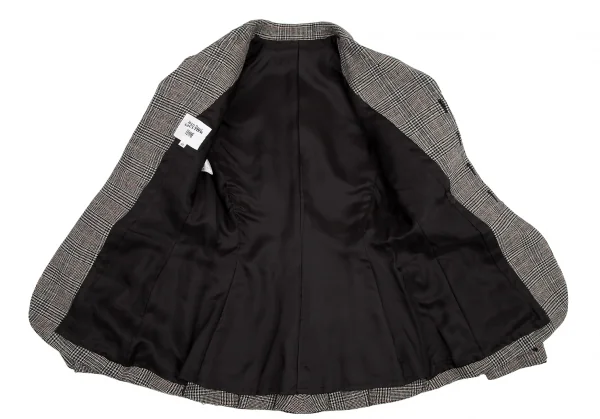 ジャンポールゴルチエ ファムJean Paul GAULTIER FEMME バックプリーツグレンチェック比翼ジャケット 白黒40 K-114633_012