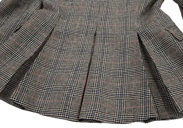 ジャンポールゴルチエ ファムJean Paul GAULTIER FEMME バックプリーツグレンチェック比翼ジャケット 白黒40 K-114633_015