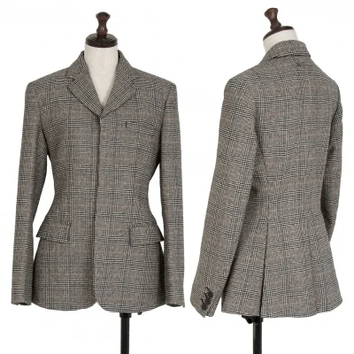 ジャンポールゴルチエ ファムJean Paul GAULTIER FEMME バックプリーツグレンチェック比翼ジャケット 白黒