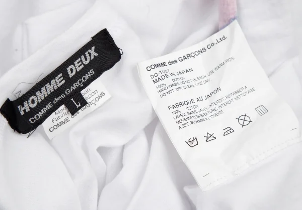 コムデギャルソン オムドゥCOMME des GARCONS HOMME DEUX アーガイルニットプリントTシャツ 白L K-114640_011
