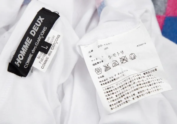 コムデギャルソン オムドゥCOMME des GARCONS HOMME DEUX アーガイルニットプリントTシャツ 白L K-114640_012