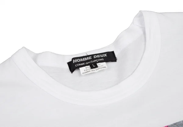 コムデギャルソン オムドゥCOMME des GARCONS HOMME DEUX アーガイルニットプリントTシャツ 白L K-114640_003