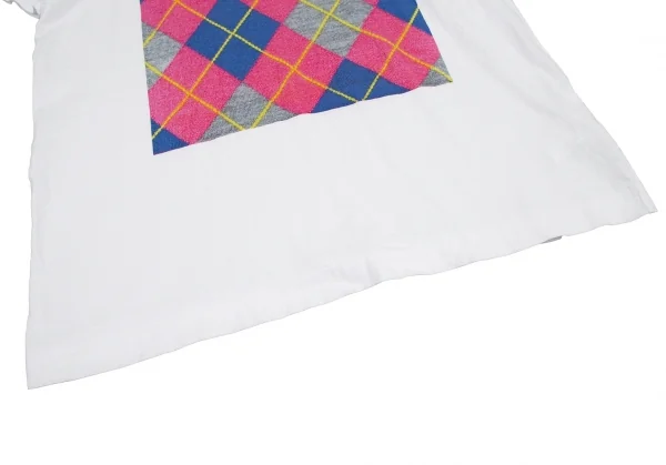 コムデギャルソン オムドゥCOMME des GARCONS HOMME DEUX アーガイルニットプリントTシャツ 白L K-114640_007