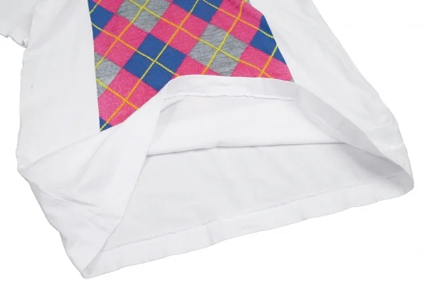 コムデギャルソン オムドゥCOMME des GARCONS HOMME DEUX アーガイルニットプリントTシャツ 白L K-114640_008