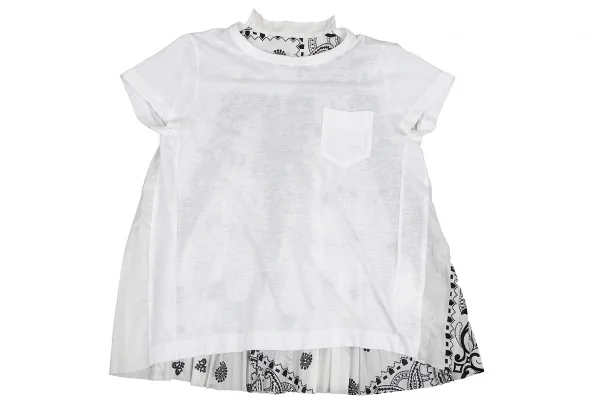 サカイsacai バックペイズリープリントプリーツ切替Tシャツ 白1 K-114650_002