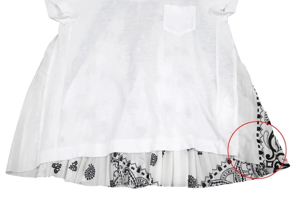 サカイsacai バックペイズリープリントプリーツ切替Tシャツ 白1 K-114650_009