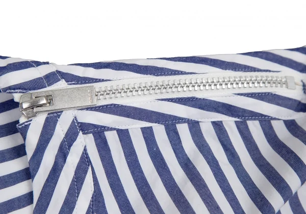 サカイsacai 肩ジップ開きストライプトップス 白青3 K-114651_005